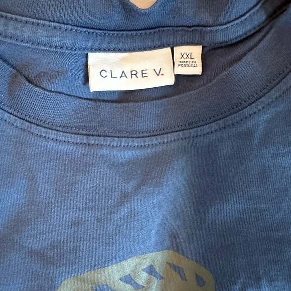 Clare V Navy Original Tee w/Army Green graphic | Size XXL | EUC - Picture 5 of 10